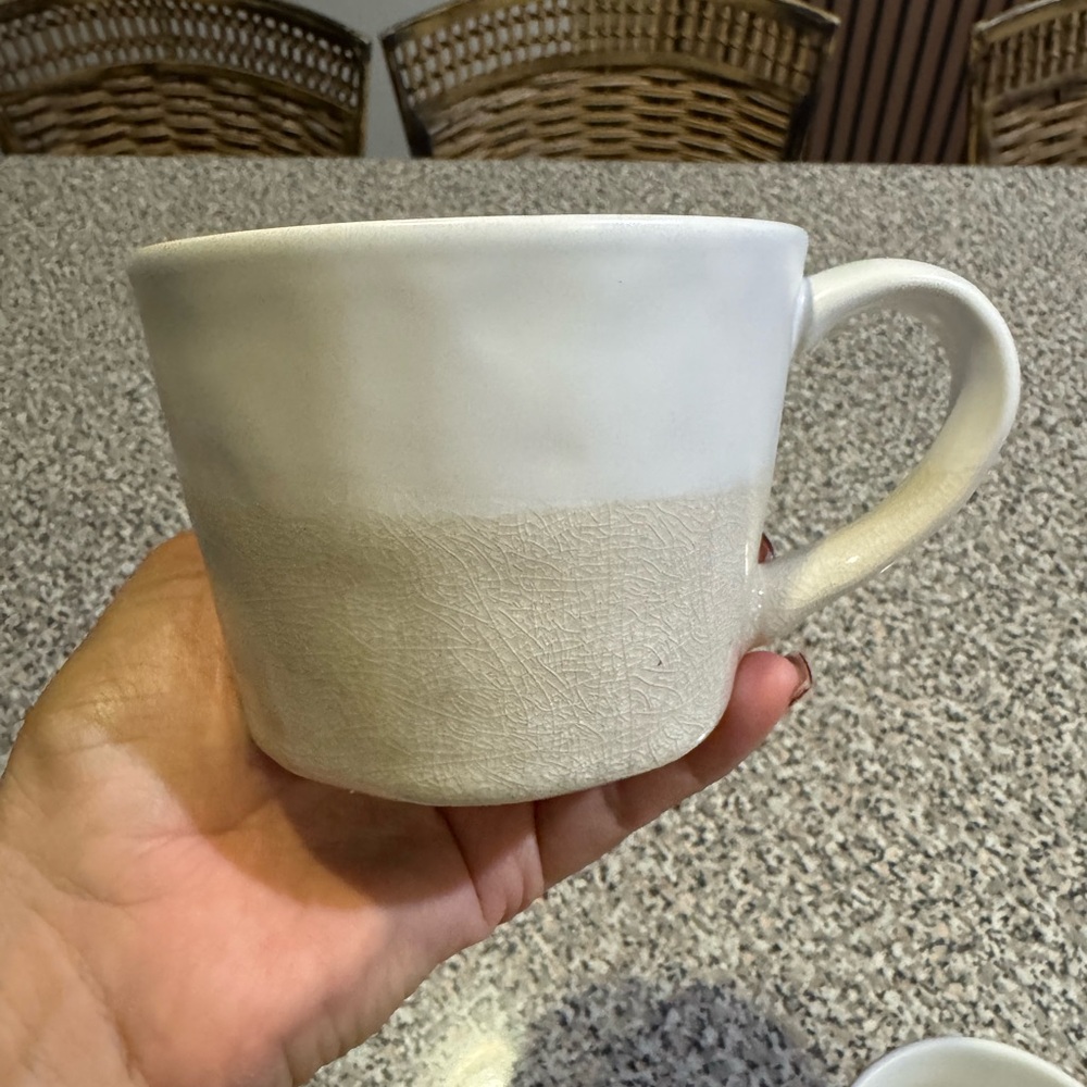4 Anthropologie Keegan Cream and White Mug